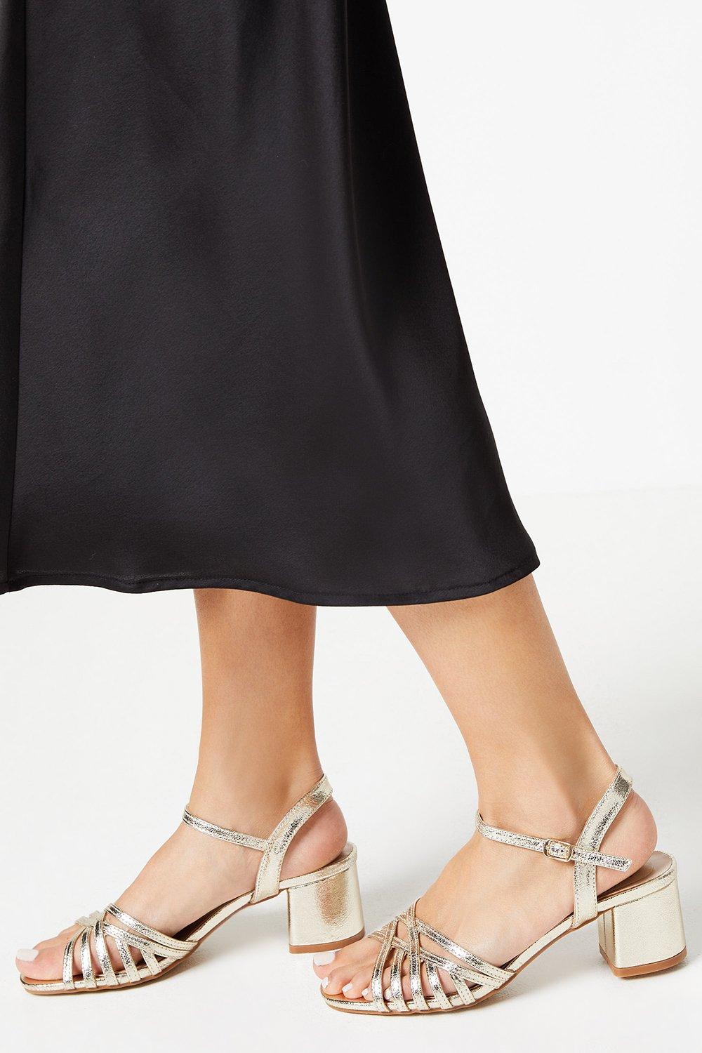 Womens Good For The Sole: Erica Lattice Front Medium Block Heeled Sandals