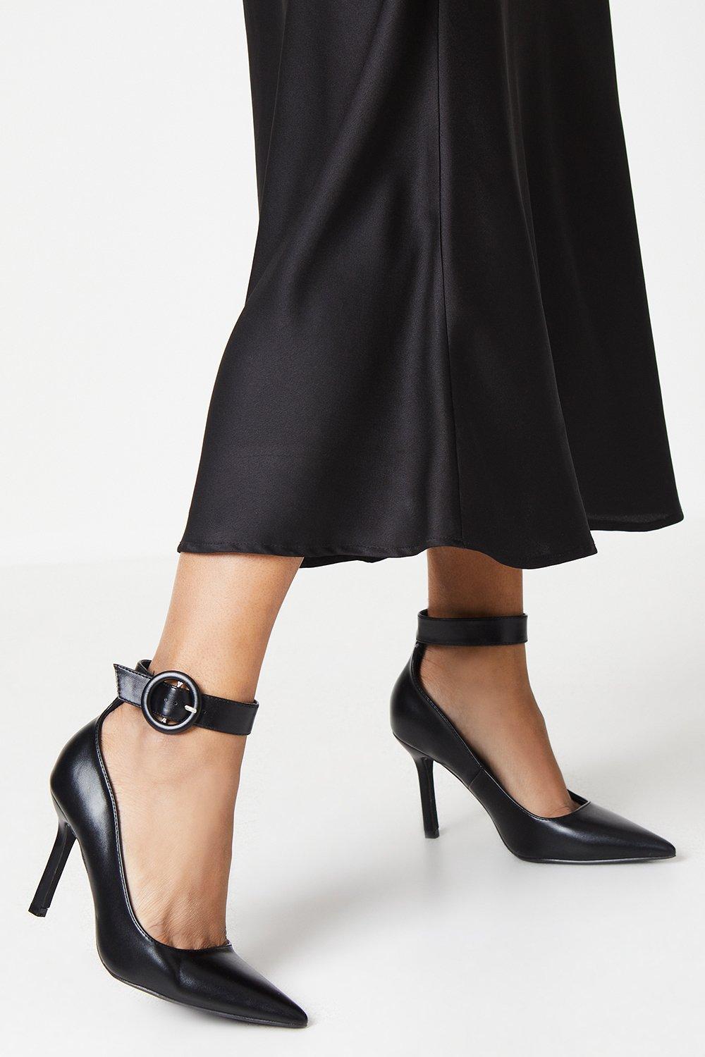 Womens Faith: Chantelle Buckle Ankle Strap High Stiletto Court Shoes