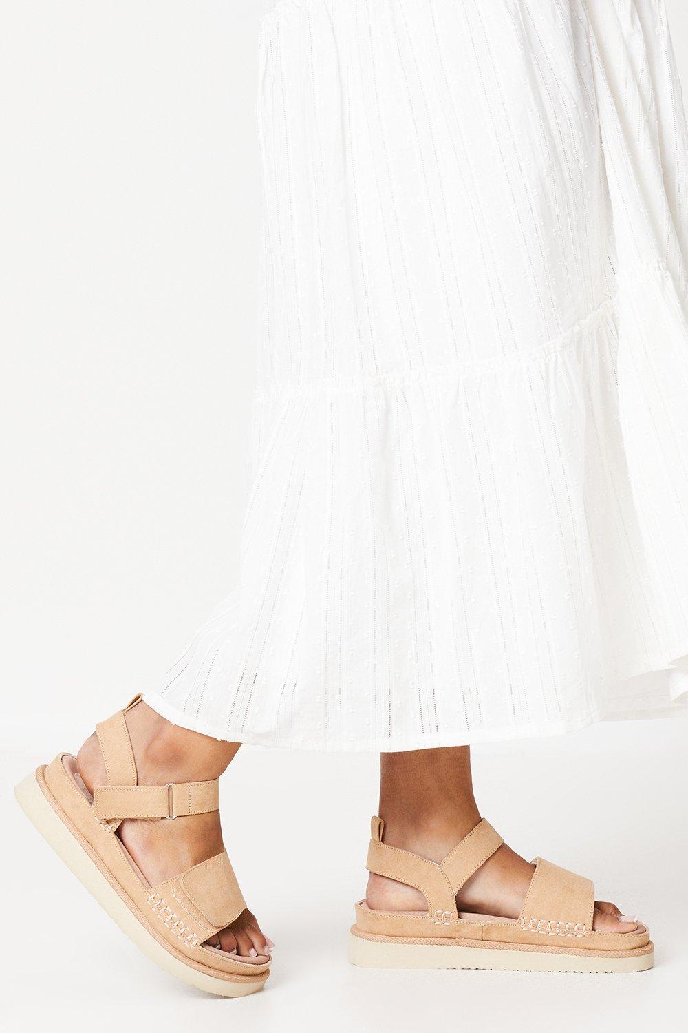Women’s Good For The Sole: Wide Fit Magnus Comfort Flatform Adjustable Strap Sandals - beige - 7