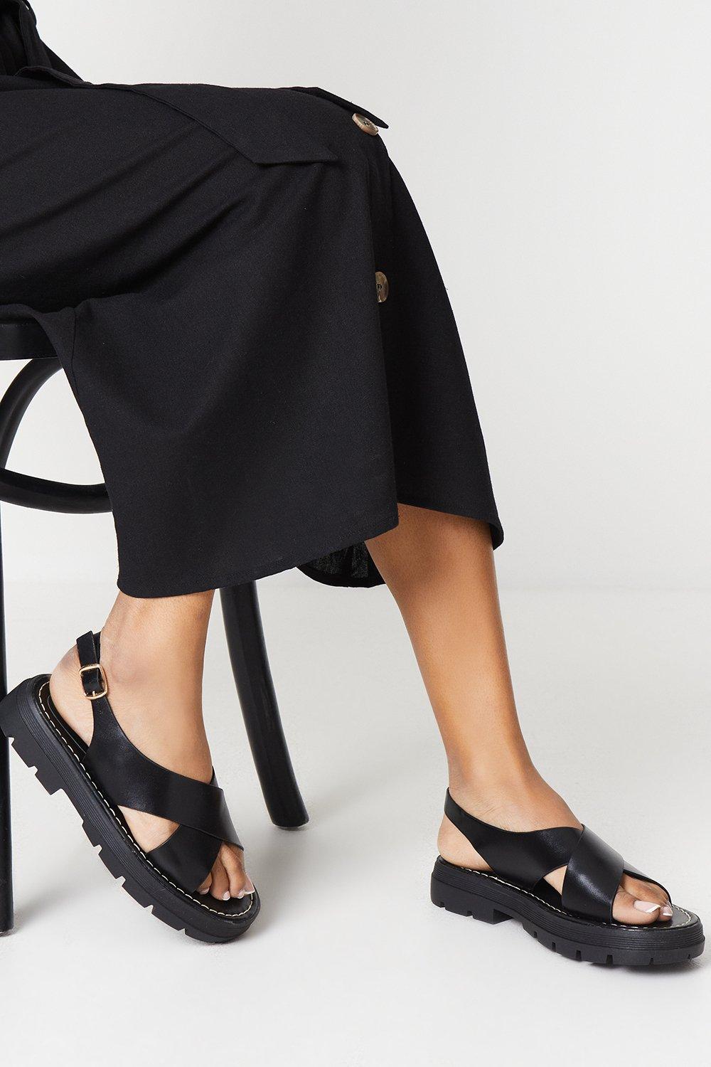 Womens Faith: Maxine Cross Strap Chunky Cleated Sandals
