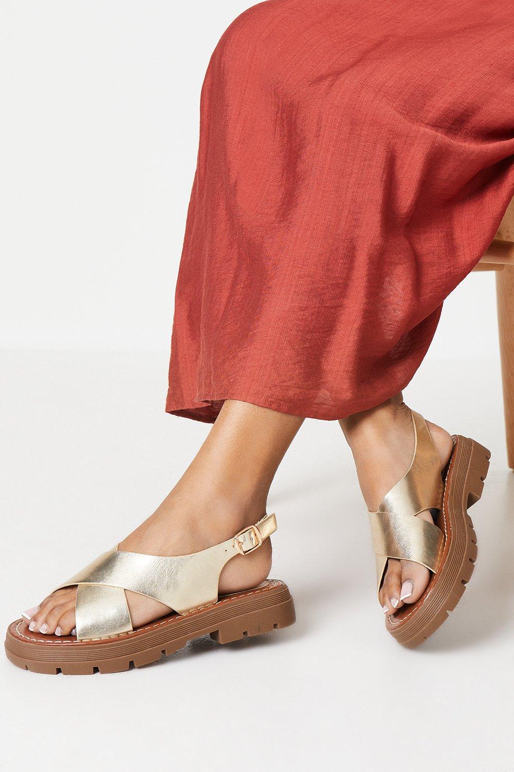 Womens Faith: Maxine Cross Strap Chunky Cleated Sandals