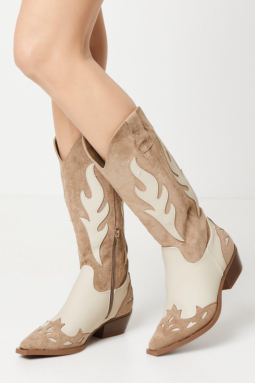Womens Faith: Kirrily Two Tone Western Calf Boots