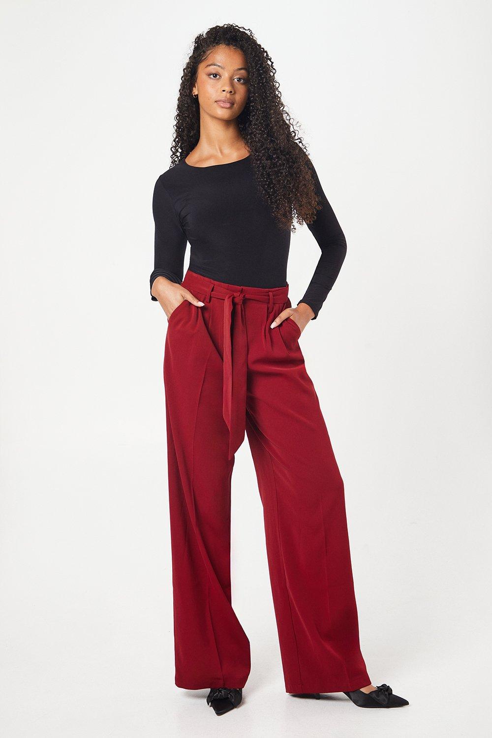 Womens Tall Paperbag Belted Wide Leg Trouser