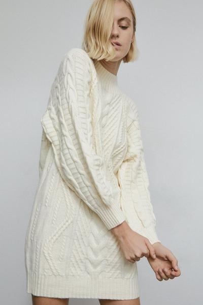 Warehouse  Chunky Cable Knit Jumper Dress