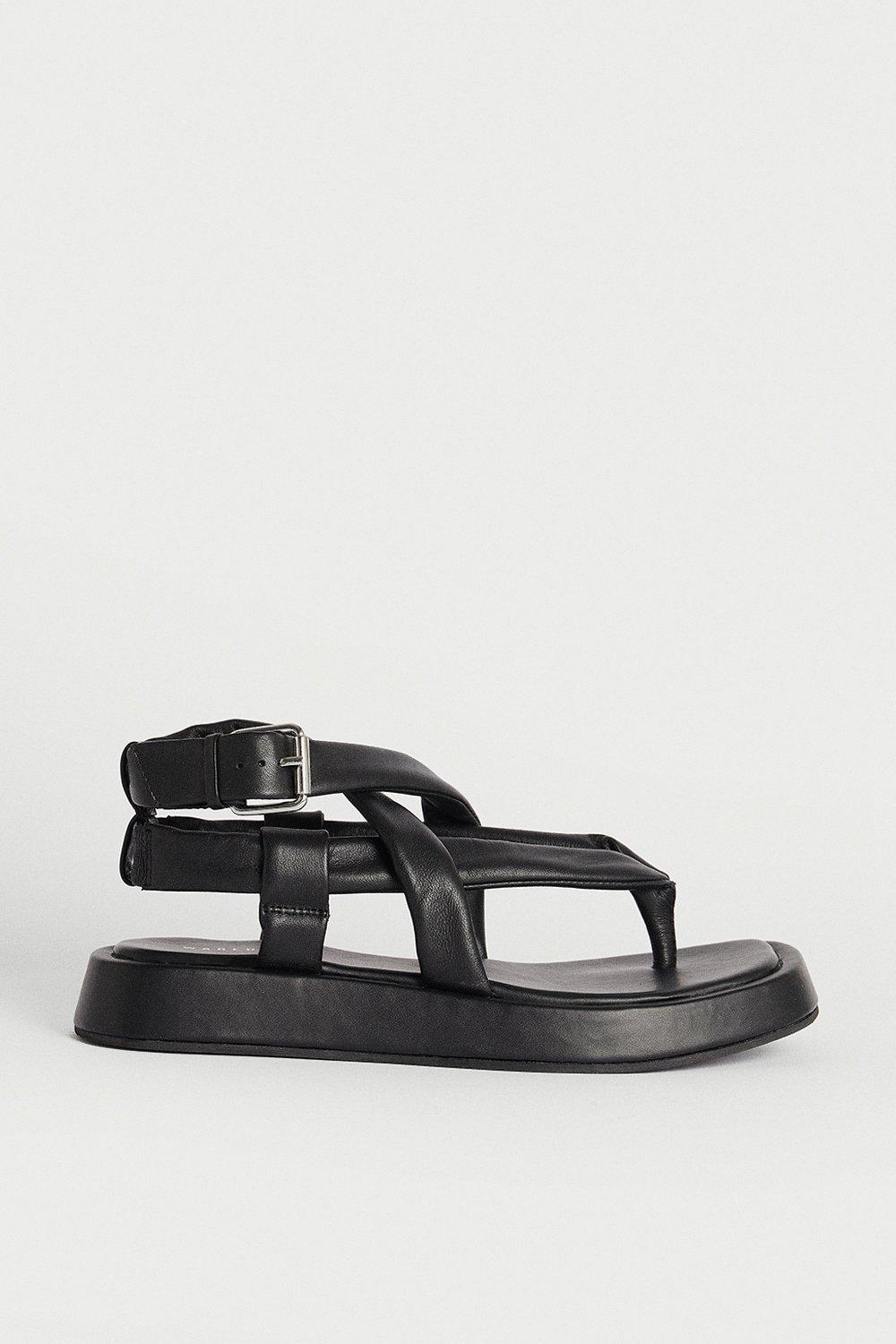 Warehouse Real Leather Toe Thong Flatform Sandal | Debenhams