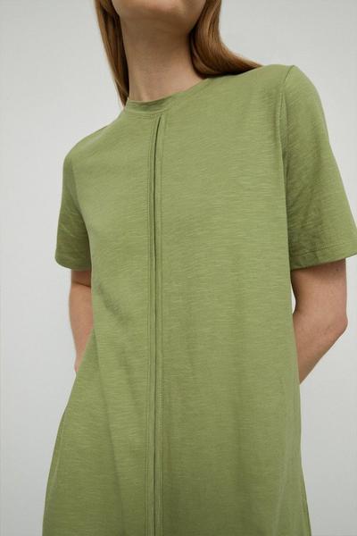 Warehouse khaki Binding Detail T-shirt Midi Dress