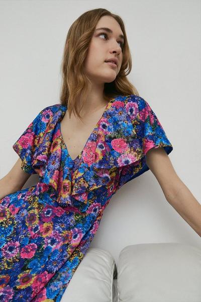 Warehouse multi Floral Lace Midi Dress