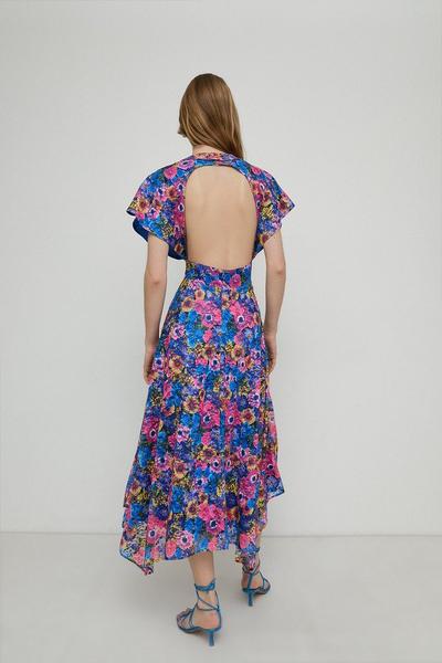 Warehouse multi Floral Lace Midi Dress
