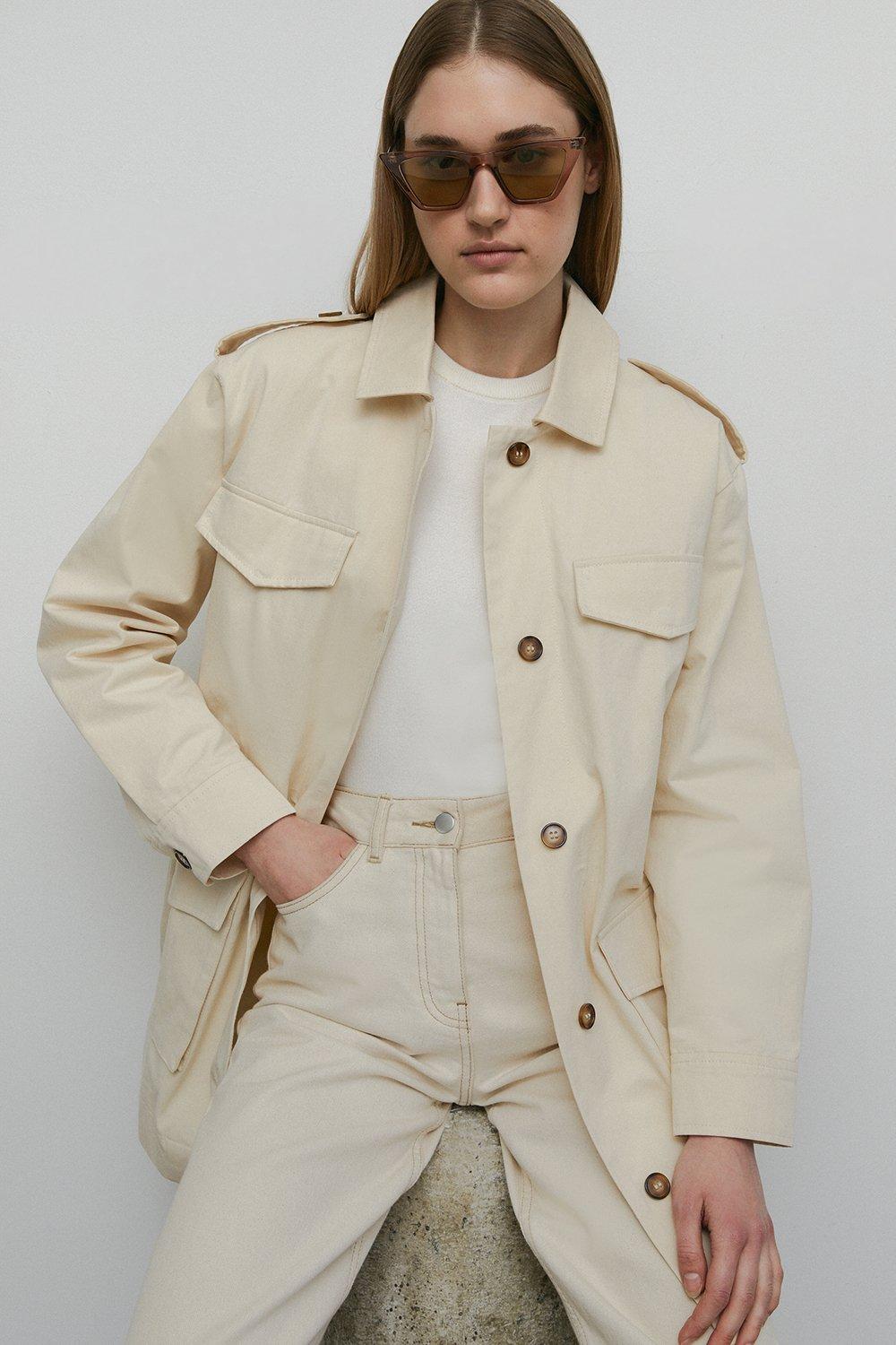 Beige utility hot sale jacket women's