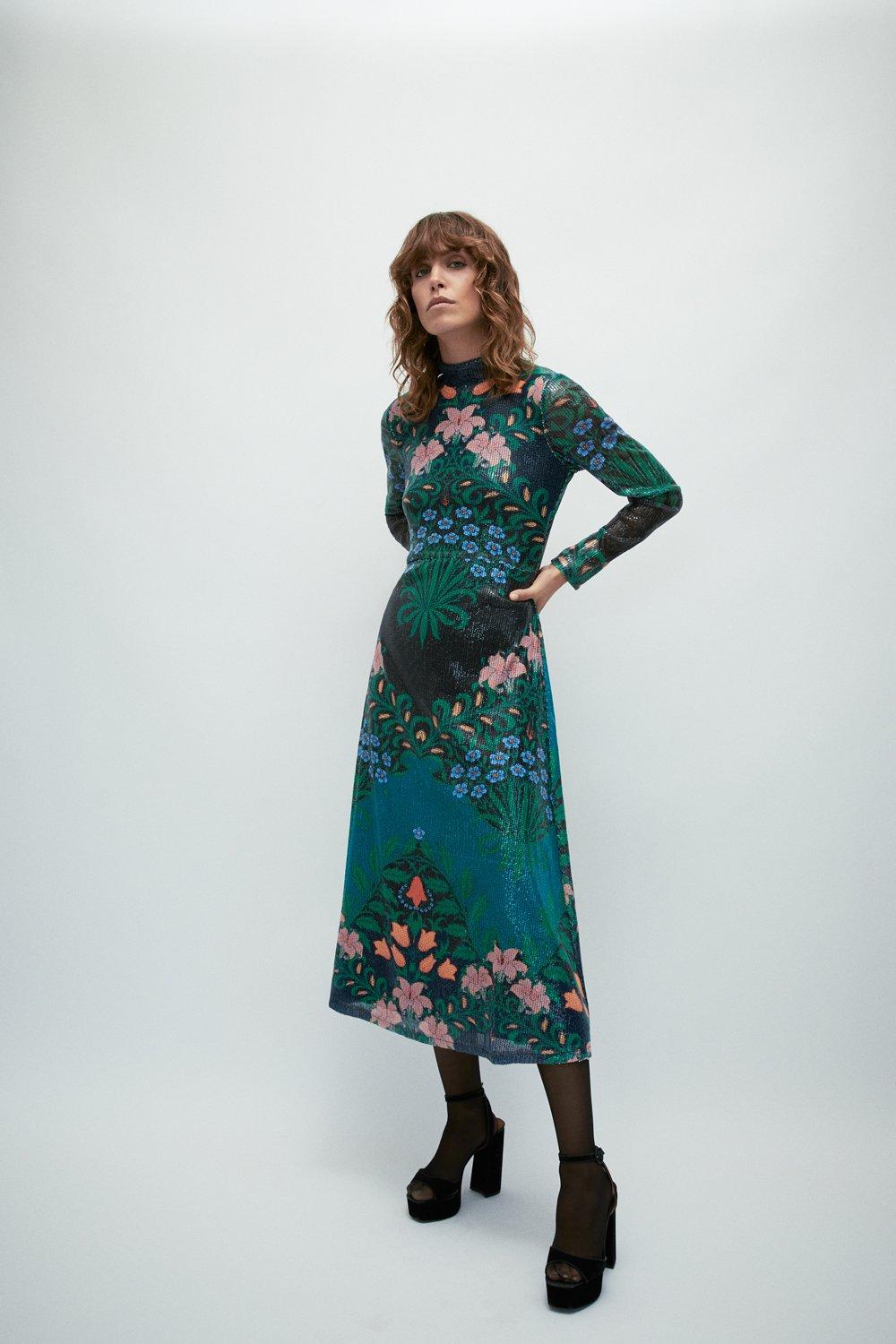 William Morris Style Fashion Mannequin in a Ruffle Gown · Creative