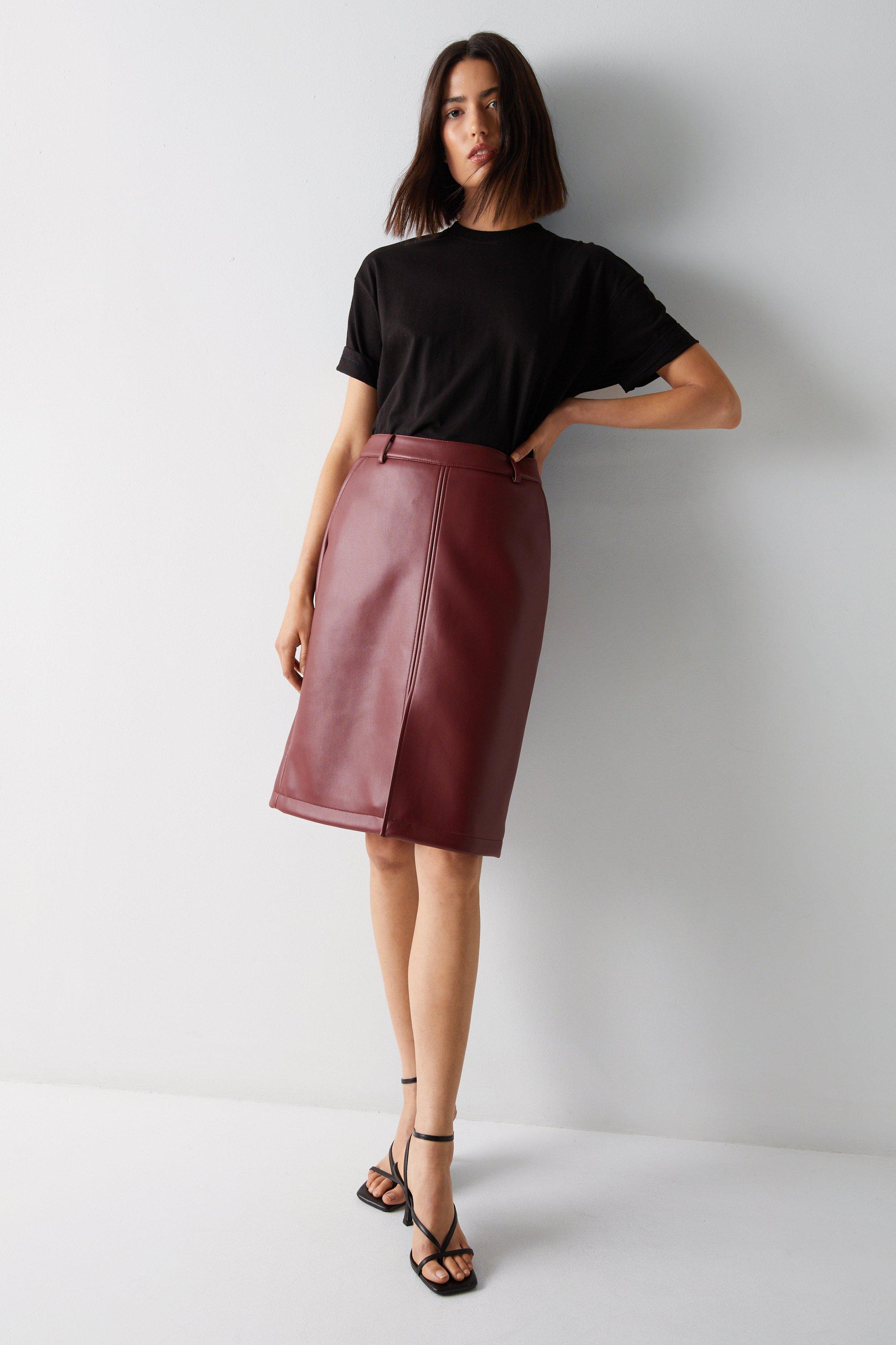 She's Irresistible Black Vegan Leather Pencil Skirt