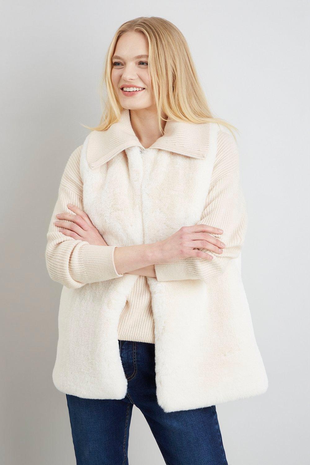 Jackets & Coats | Ivory Faux Fur Gilet | Wallis