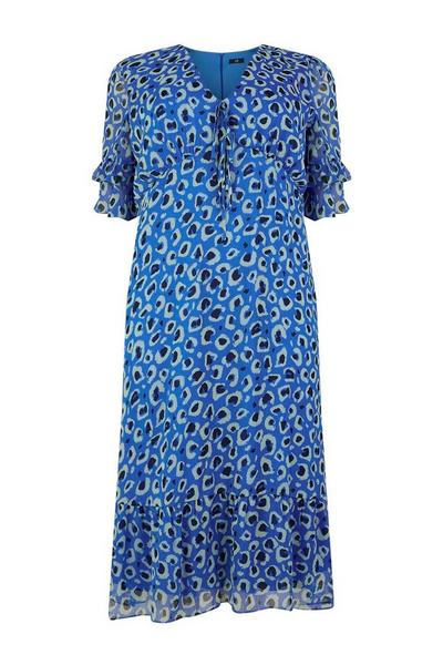 Wallis blue Curve Animal Midi Wrap Tea Dress