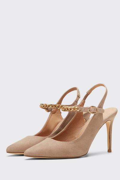 Wallis taupe Emma Chain Detail Court Shoes