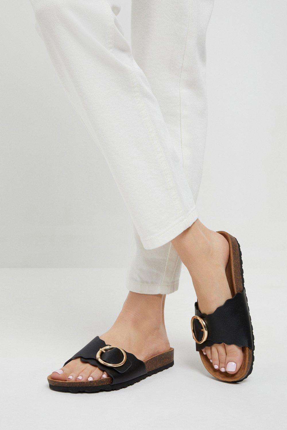 Wallis Comfort Heather Scallop Edge Footbed Sandals | Debenhams