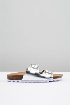 Wallis silver Comfort Heather Scallop Edge Footbed Sandals