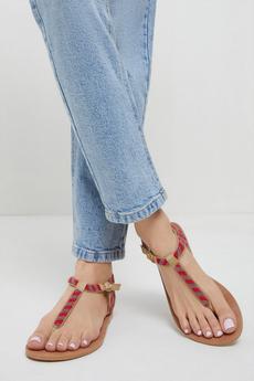 Wallis pink Janie Leather Toe Post Flat Sandals