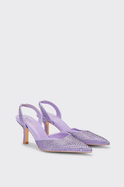 Wallis purple Generosa Diamante Slingback Court Shoes