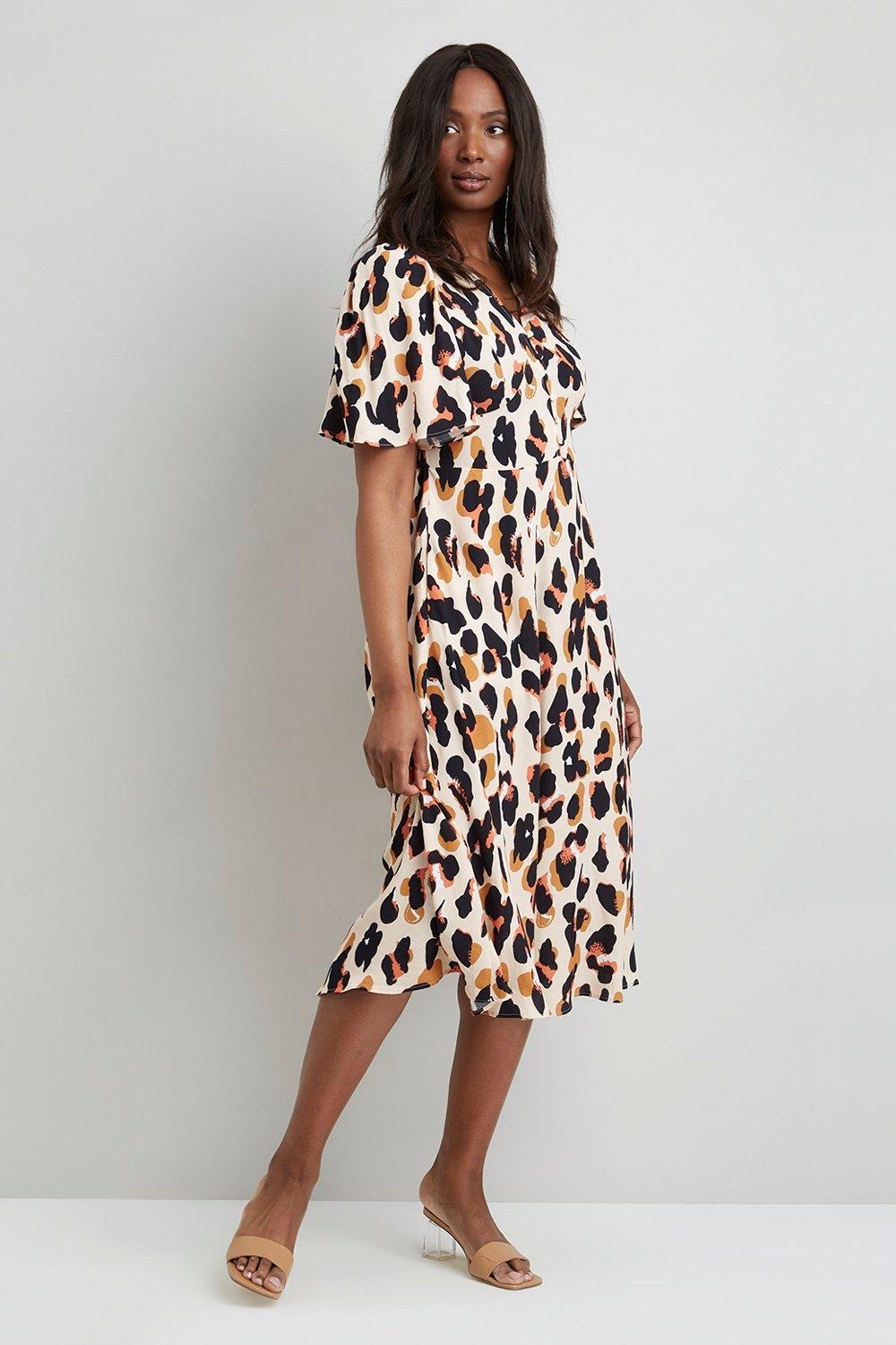 Dresses | Petite Leopard Midi Tea Dress | Wallis