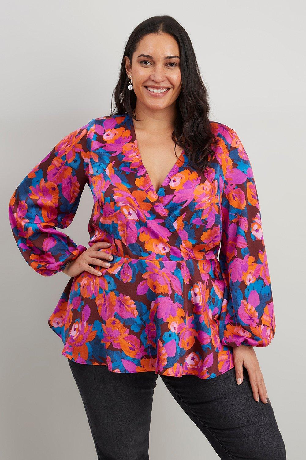 tops | Curve Pink Floral Top | Wallis