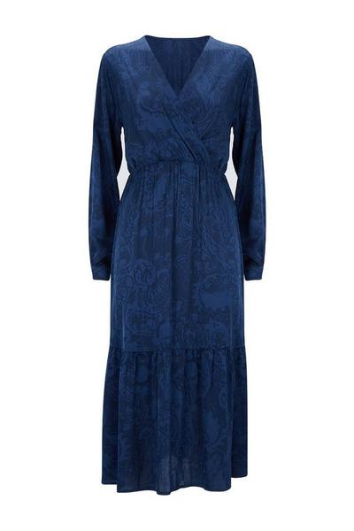 Wallis blue Blue Shadow Wrap Front Dress