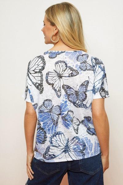 Wallis blue Tall Butterfly Tie Front T Shirt