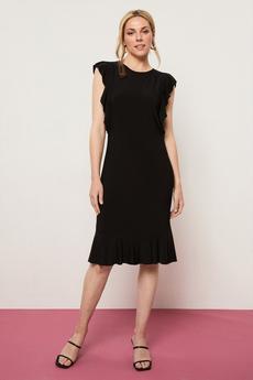 Wallis black Tall Ruffle Sleeve Midi Dress