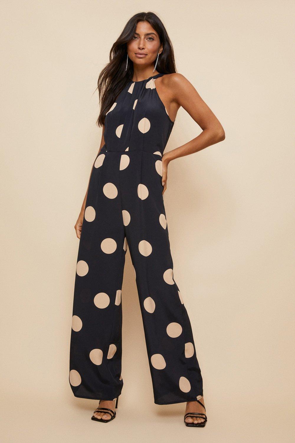 Wallis Mono Spot Pleat Front Jumpsuit Debenhams