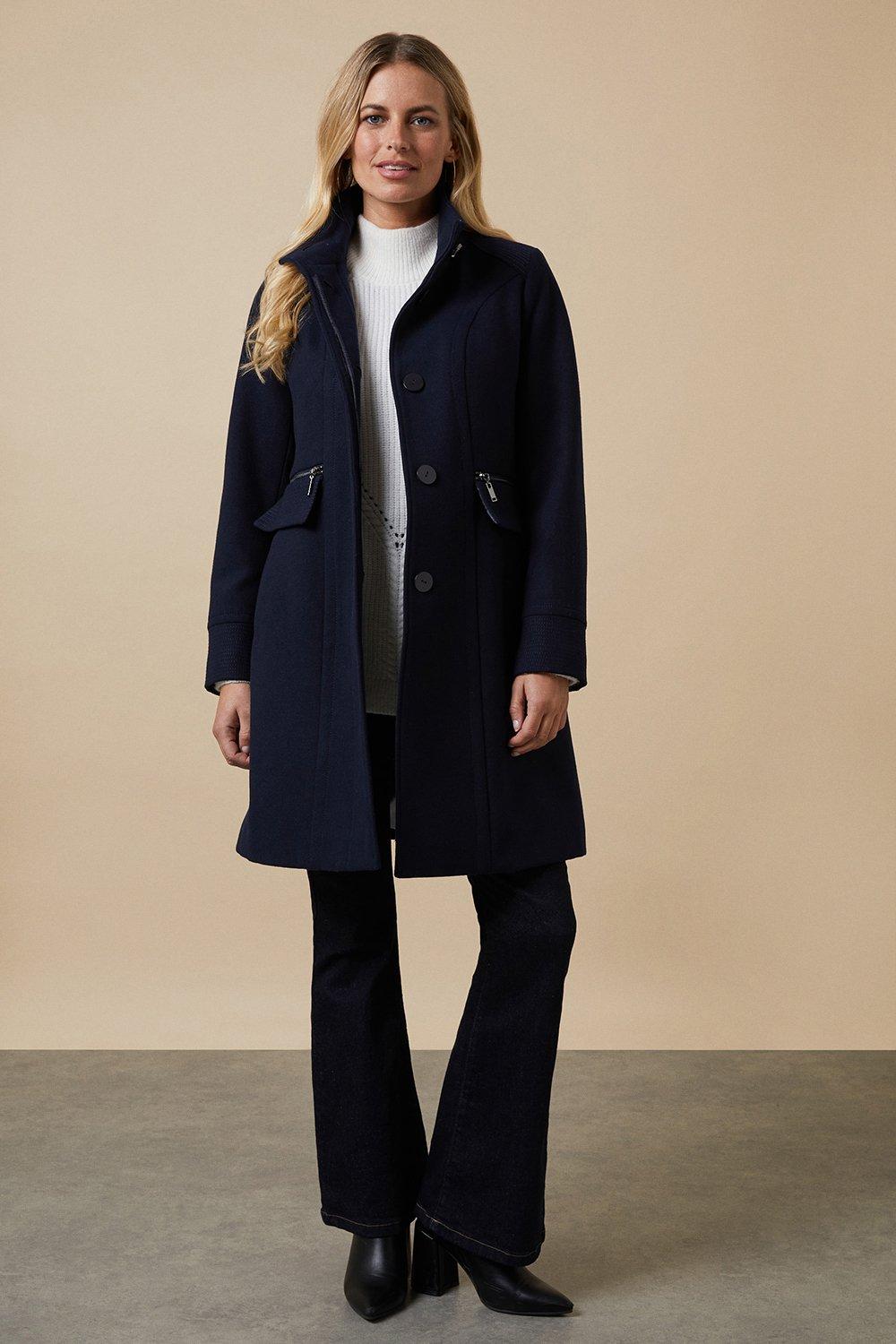 Jackets & Coats | Petite Zip Detail Funnel Coat | Wallis