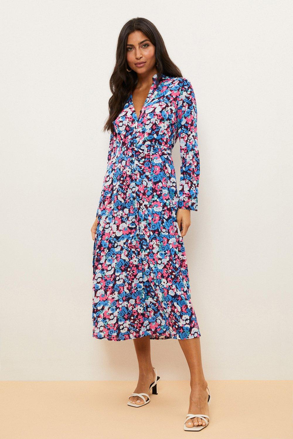 Dresses | Multi Floral Split Hem Shirt Dress | Wallis