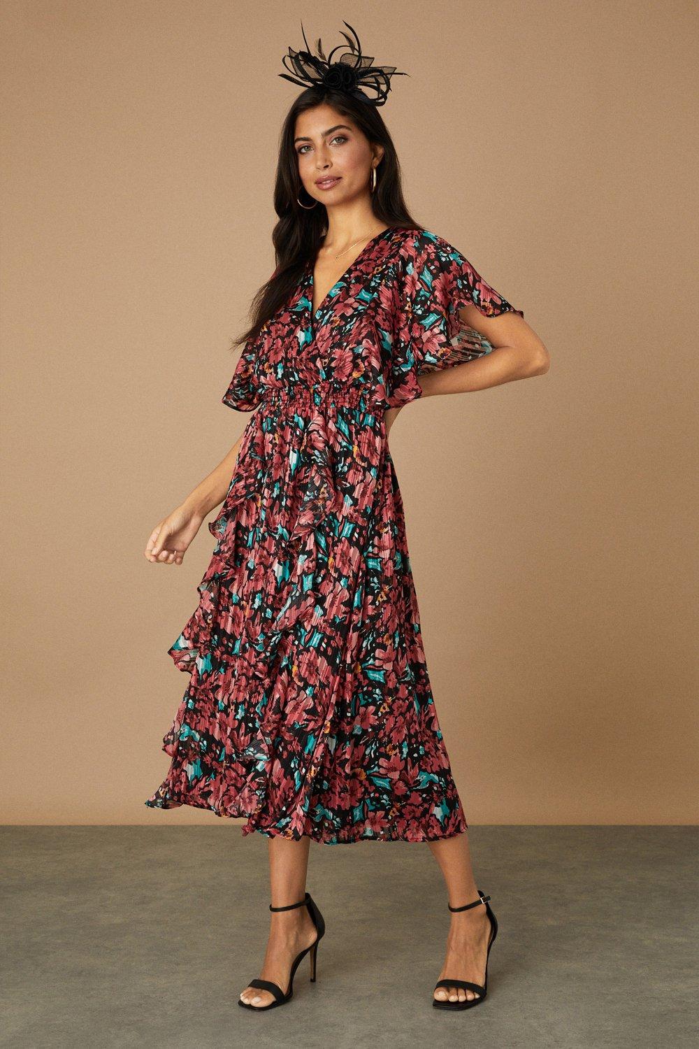 Dresses | Floral Ruffle Midi Dress | Wallis