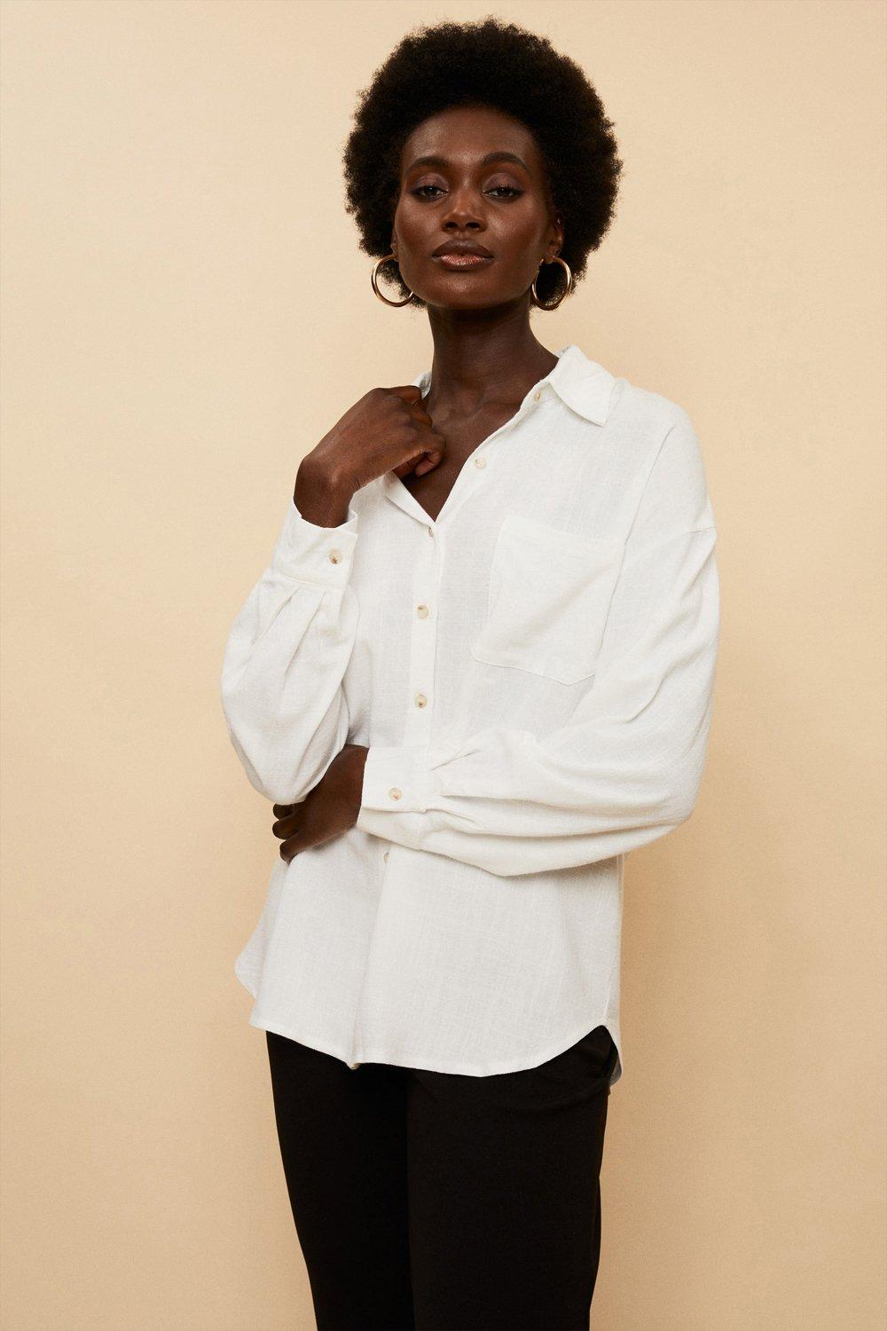 Shirts | Linen Blend Button Through Shirt | Wallis