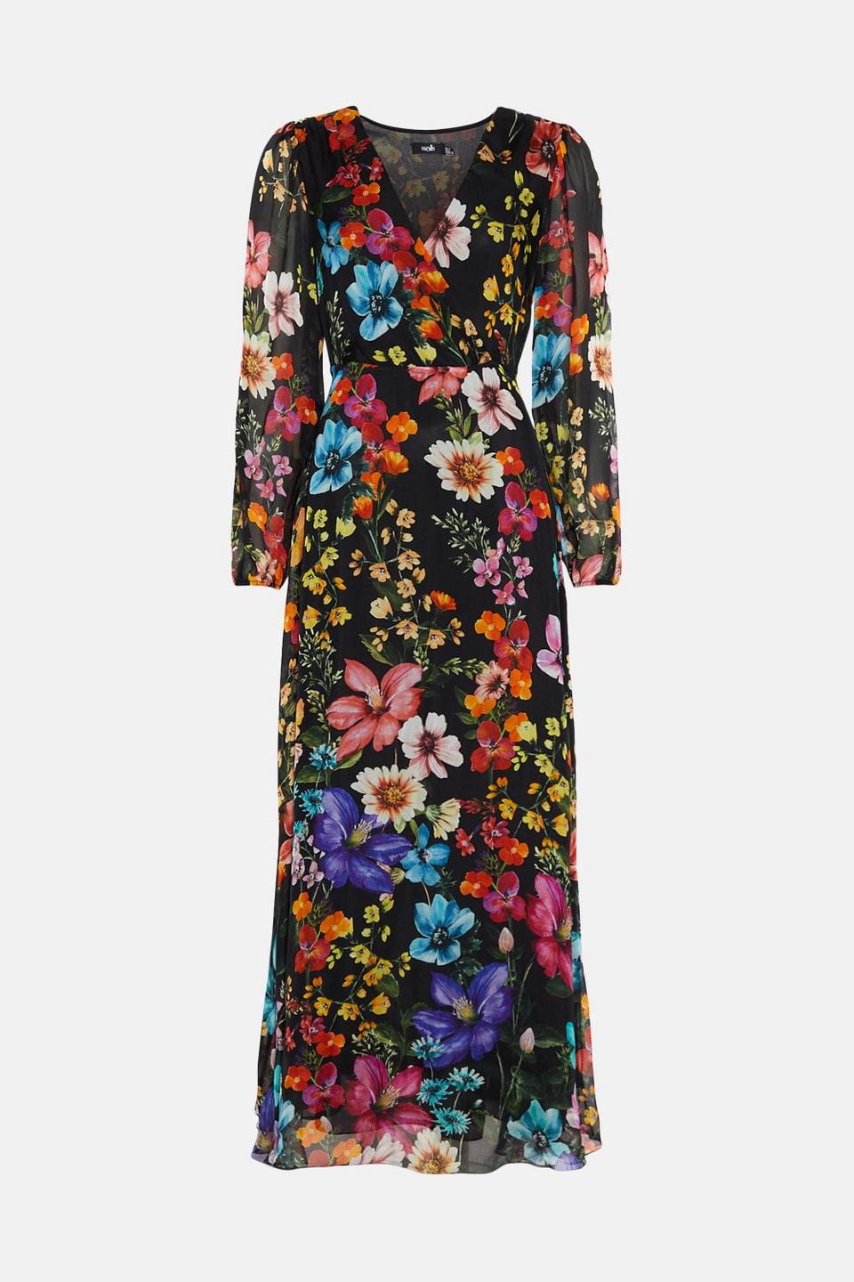 Dresses | Floral Silk Mix Wrap Dress | Wallis