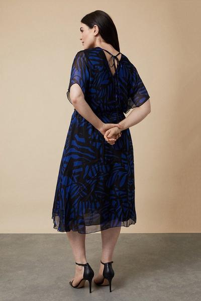 Wallis blue Curve Silk Mix Geo Wrap Midi Dress