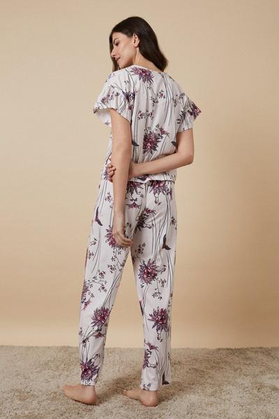Wallis blush Frill Sleeve Jersey Pyjamas