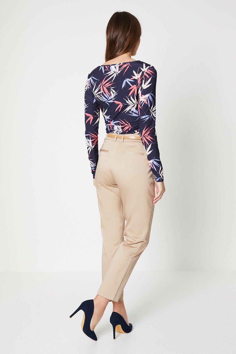 Trousers | Petite Stretch Cigarette Belted Trousers | Wallis
