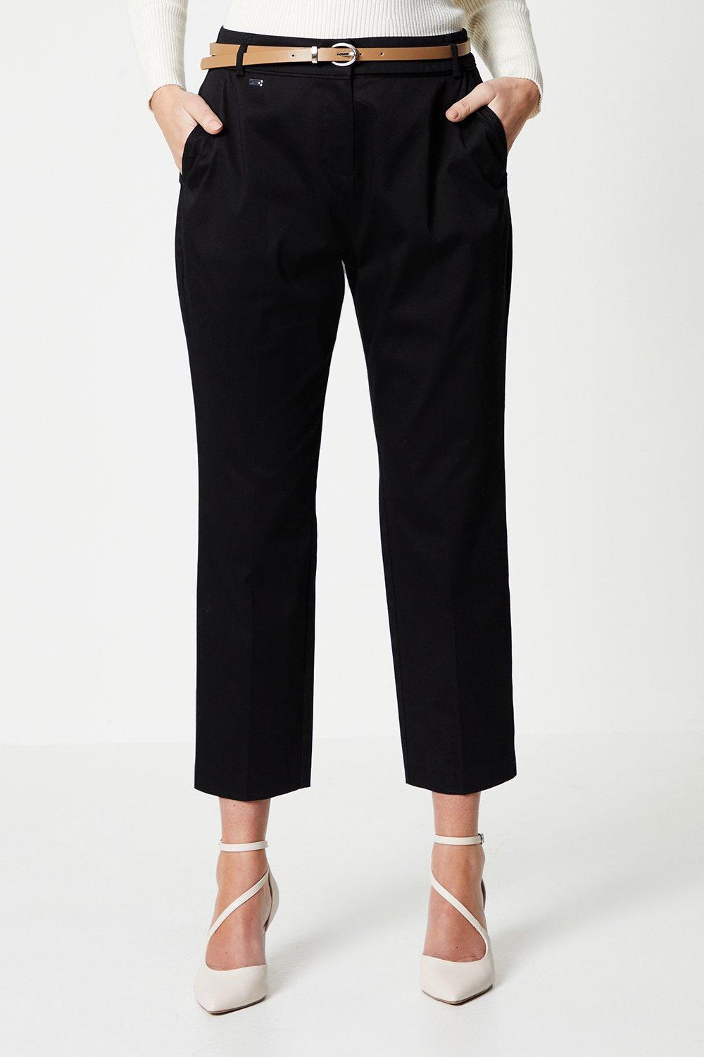 Trousers | Petite Stretch Cigarette Belted Trousers | Wallis