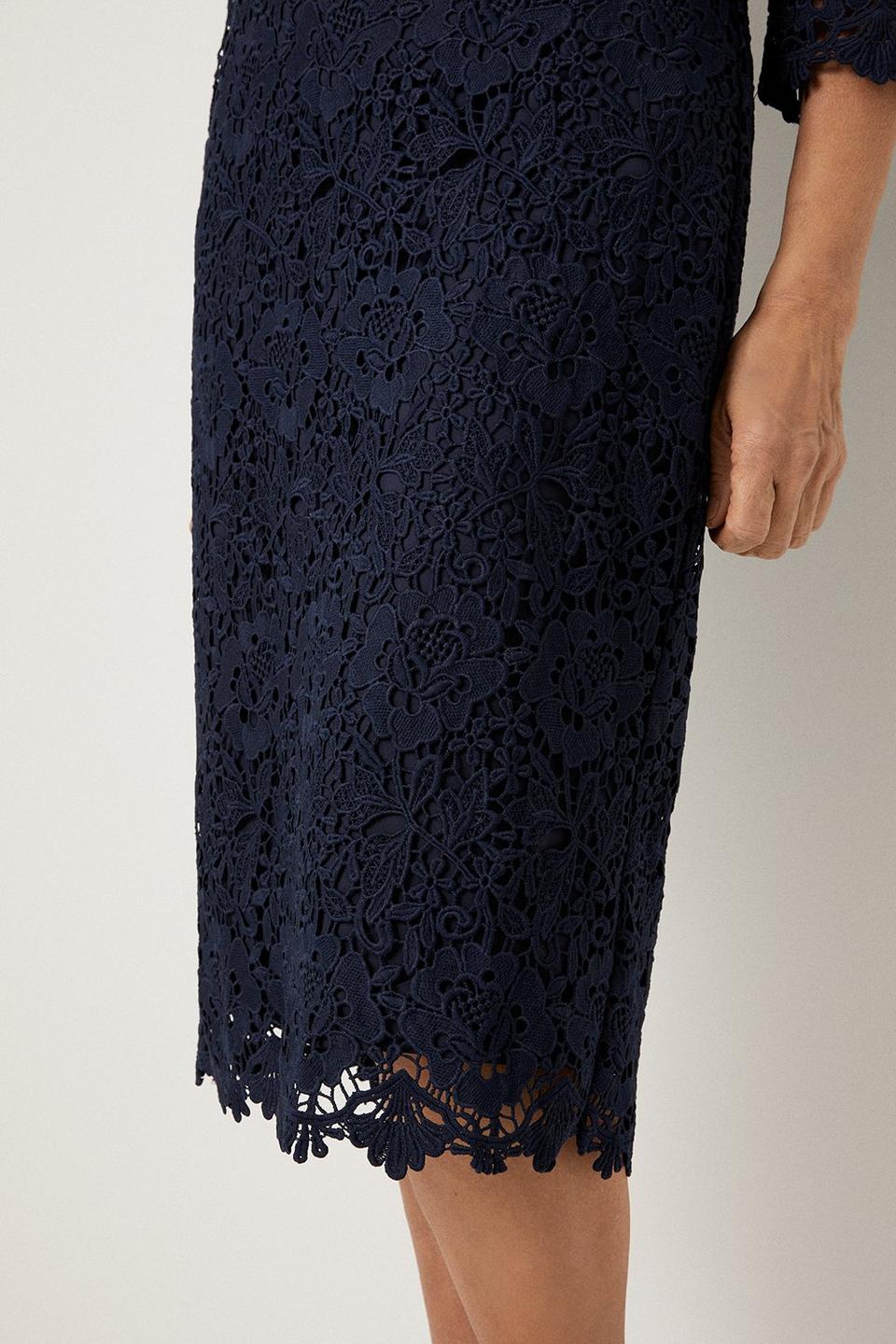 Dresses | Petite Lace Embellished Waist Midi Dress | Wallis