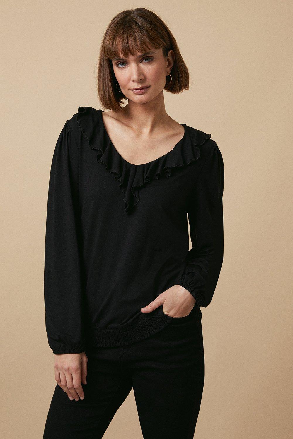 Wallis Plain Jersey Ruffle Top Debenhams 