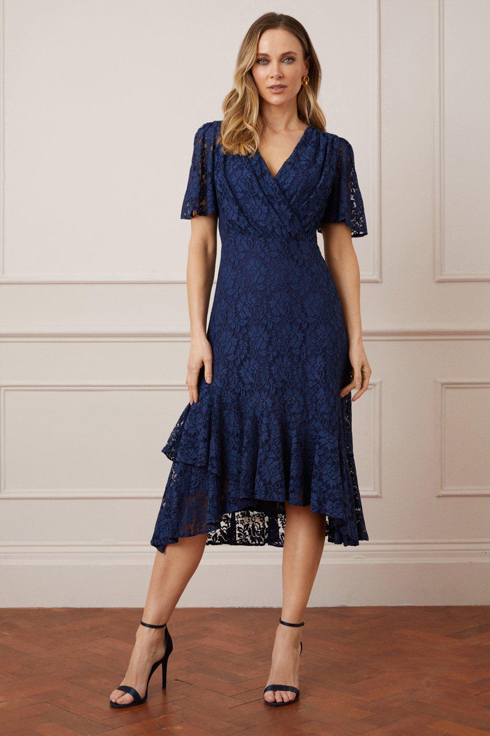 Dresses | Lace Wrap Midi Dress | Wallis