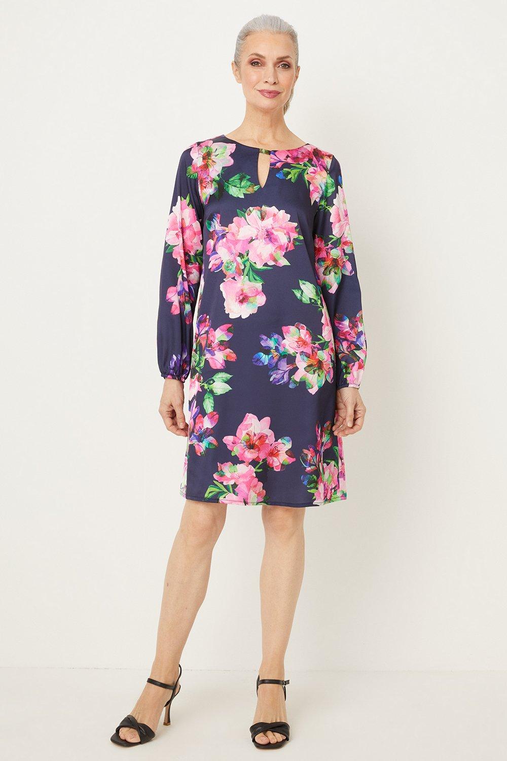 Dresses | Navy Floral Shift Dress | Wallis