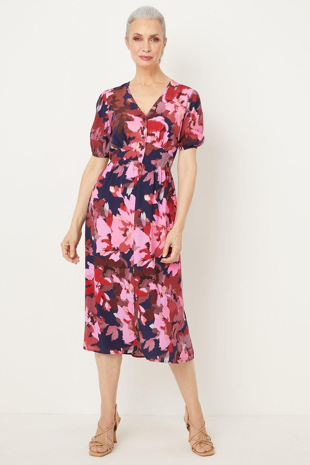 Wallis Pink Floral Midi Dress | Debenhams