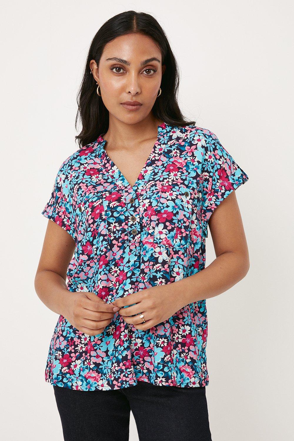 Wallis Petite Navy Ditsy Sleeveless Utility Shirt | Debenhams