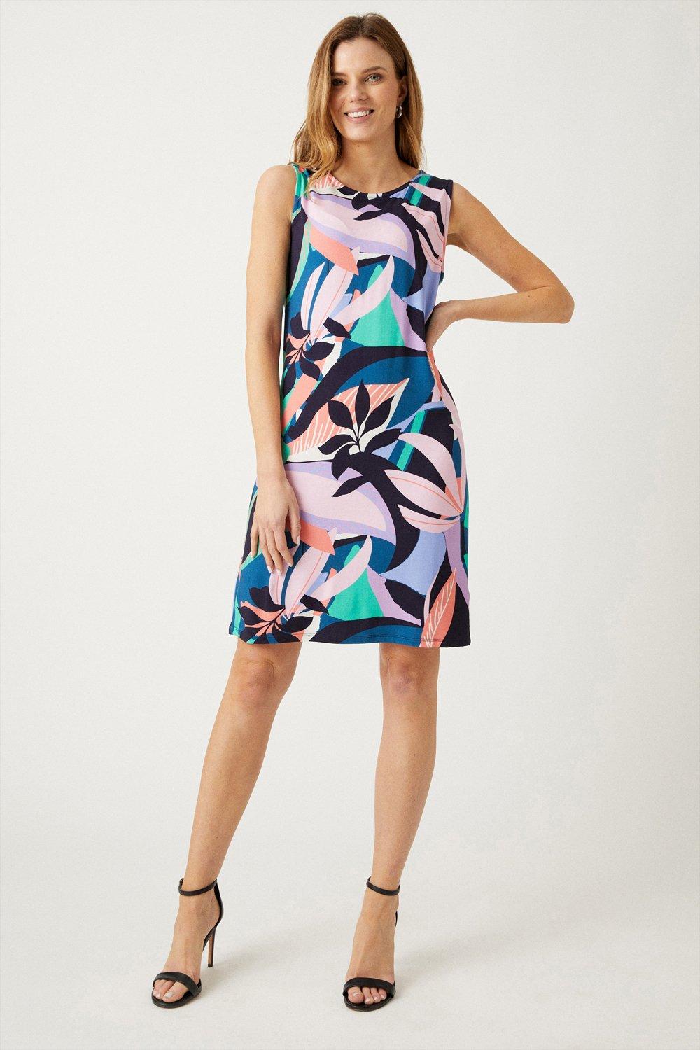 Dresses | Multi Abstract Jersey Shift Dress | Wallis