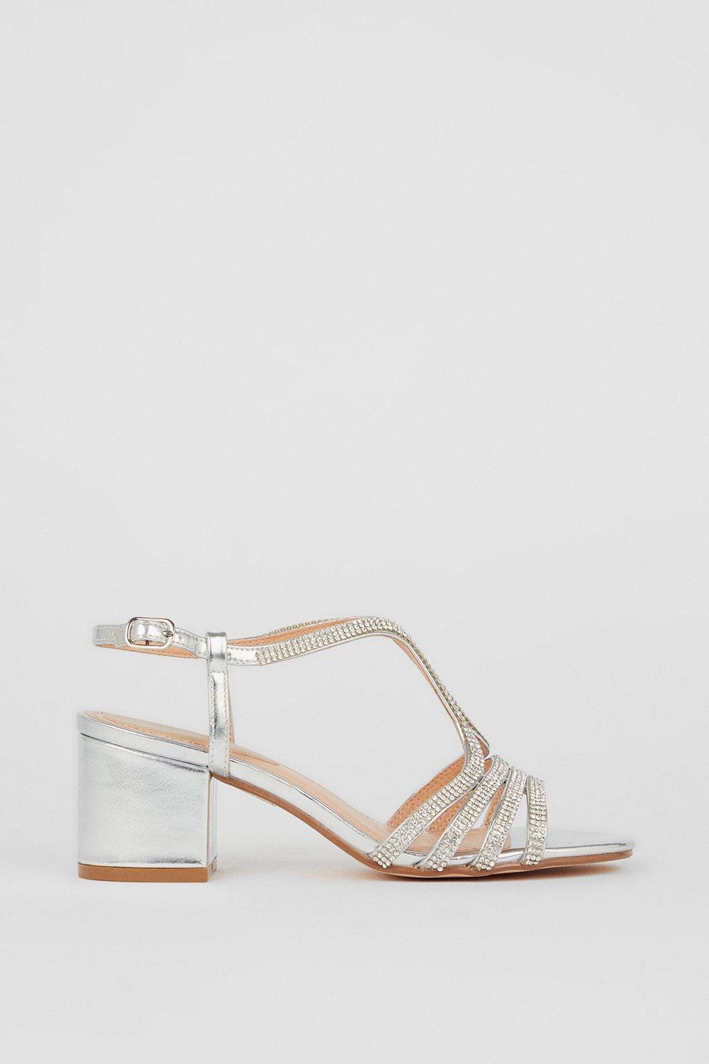 Wallis Samantha Diamante Detail Heeled Sandals | Debenhams