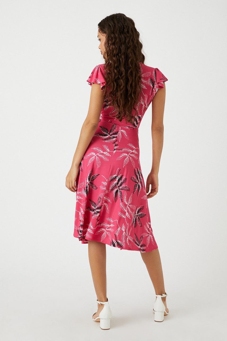 Dresses | Petite Pink Leaf Jersey Wrap Dress | Wallis
