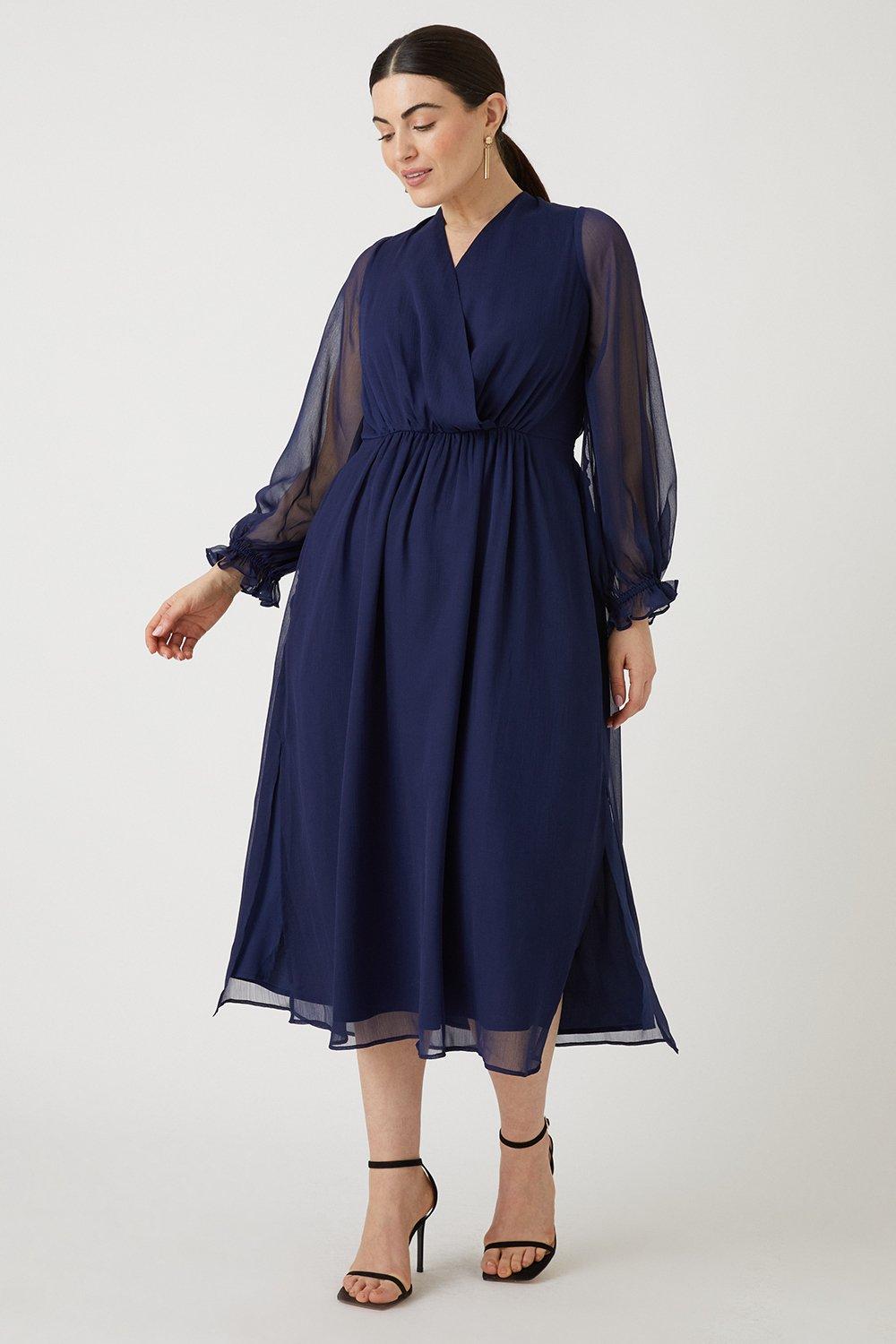 Wallis Curve Navy Wrap Dress | Debenhams