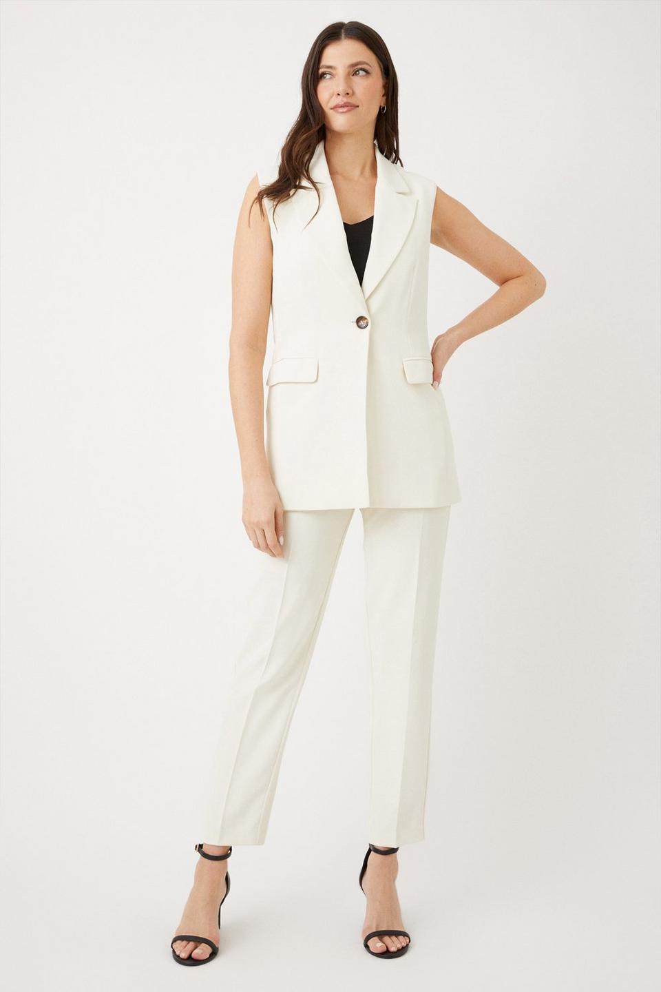 Jackets & Coats | Ivory Longline Sleeveless Blazer | Wallis