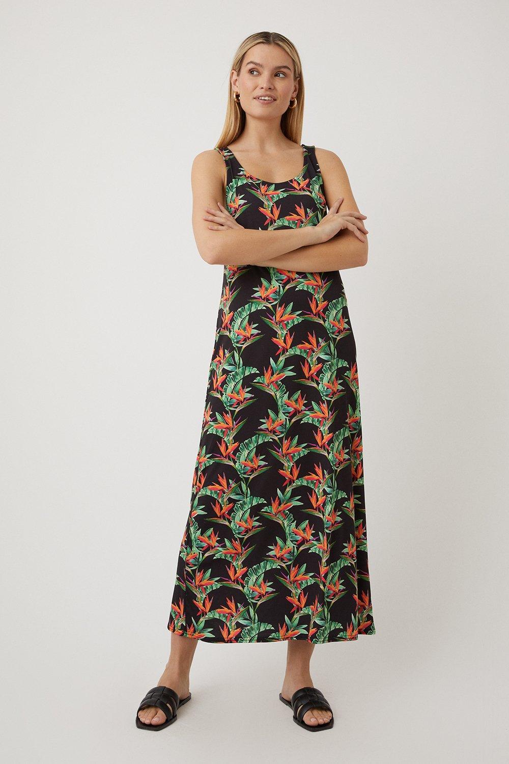 Dresses | Tropical Print Jersey Maxi Dress | Wallis