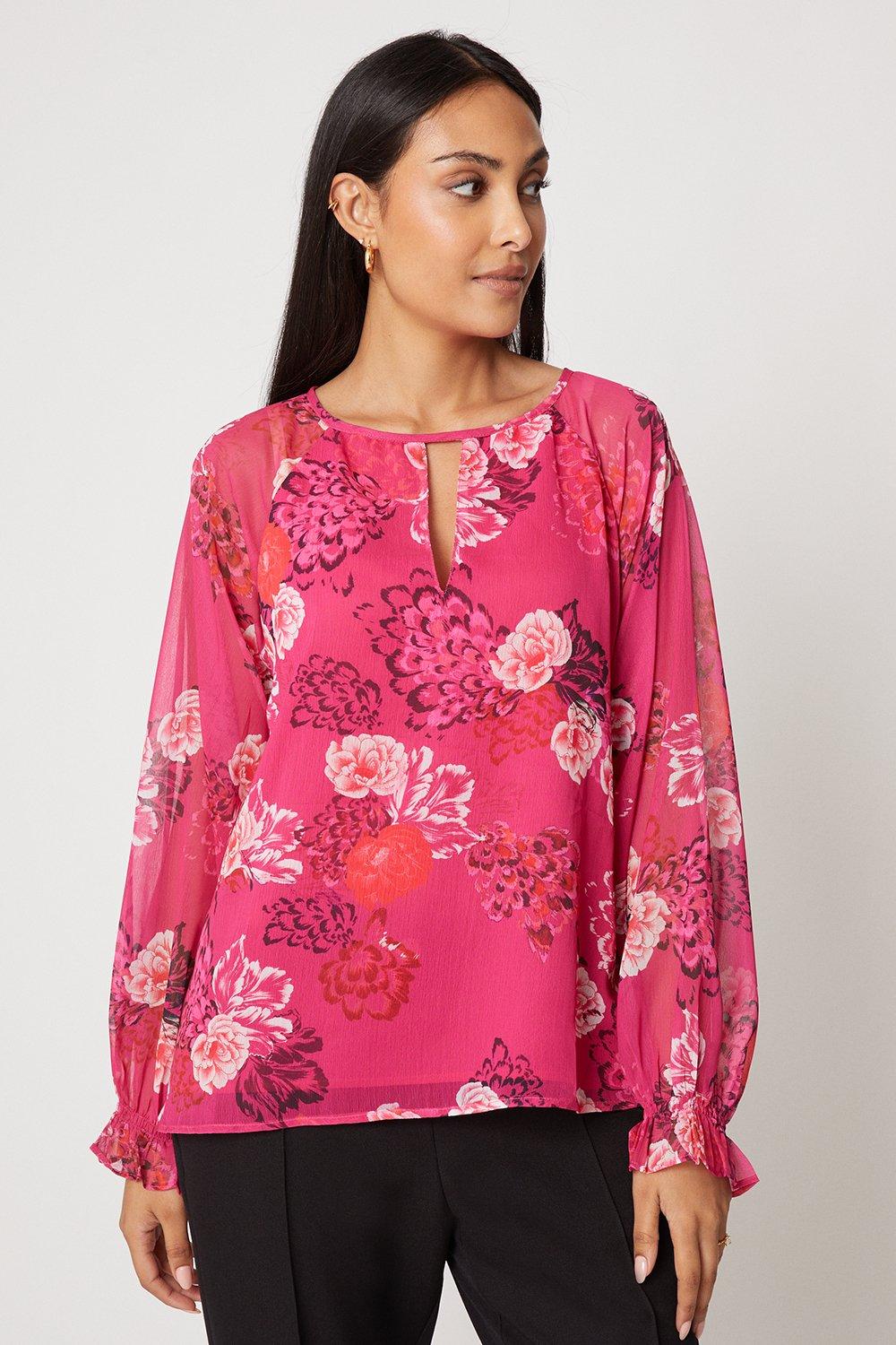 Tops | Petite Floral Split Front Blouse | Wallis